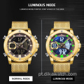 NAVIFORCE 9172 relógios esportivos à prova d&#39;água para homens ouro quartzo pulseira de aço militar relógios de pulso digital relógio relogio masculino